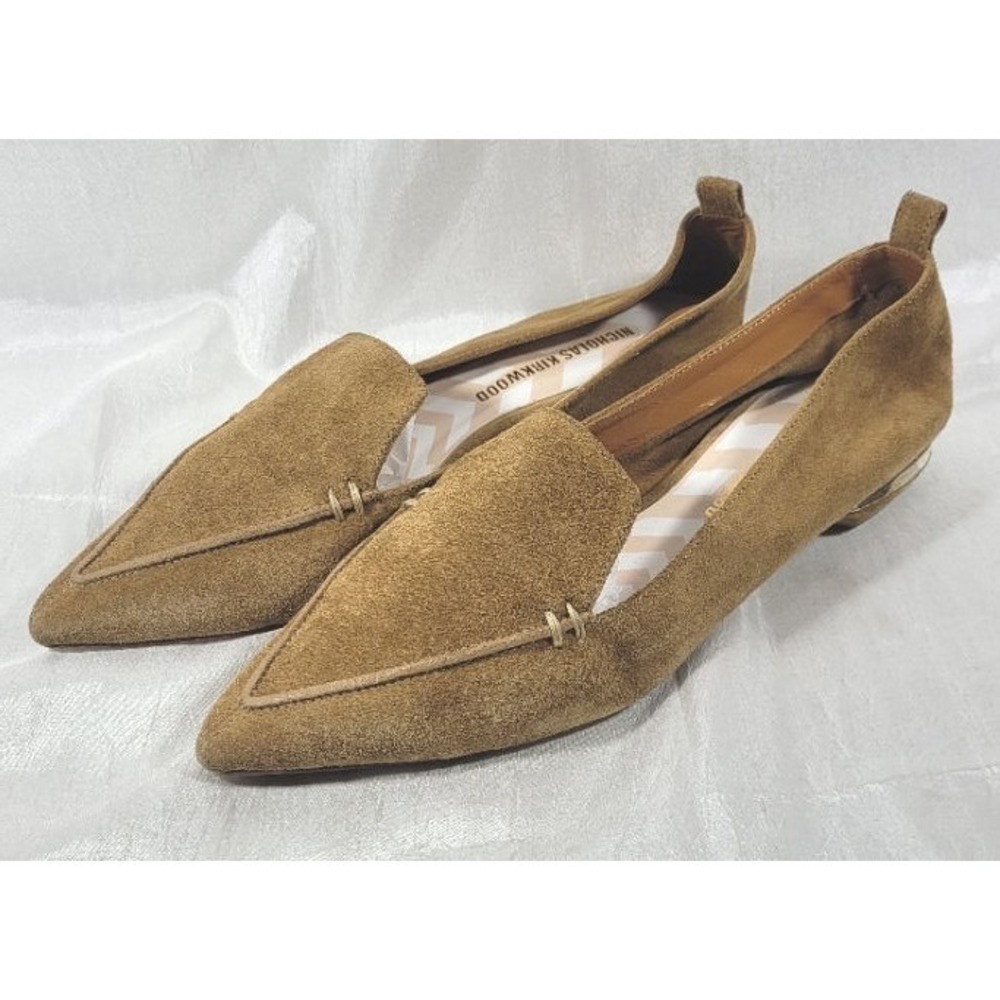 Vero Cuoio Nicholas Kirkwood Made in Italy Suede Flat Mules - Tan - Sz 37 (US 7)